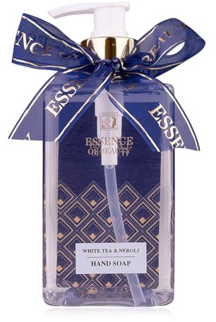 Accentra Distributeur de savon SALSA ESSENCE OF BEAUTY, savon liquide 270ml, parfum Thé Blanc et Néroli, cadeau pour femmes, mamans, amies, rechargeable, design élégant
