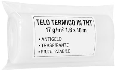 Lemag srl Telo Termico in TNT 1,6 x 10 m – 17 g/m² – Tessuto Non Tessuto Antigelo per Protezione Piante – Copertura Traspirante per Orto e Giardino