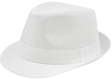Fedora Cappelli per uomo donna tesa corta unisex estate spiaggia stile anni '20 accessori per feste, bianco, Taglia unica