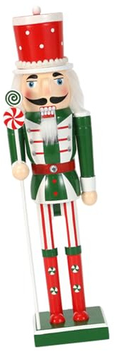 Xanorrg Cascanueces Navideños con Cetros De Cinta Adorno Soldado Madera Temporada Cascanueces 50 CM Cabeza En Decoraciones Oficina para Hogares Tema Caramelo
