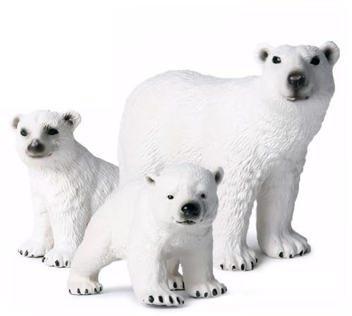 AZIDWERYQ 3 Stück Eisbär, realistische Arktis-Tierfiguren, 3 Größen Eisbär-Figur, Modell, pädagogisches Lernspielzeug, Geburtstagskuchenaufsatz, Tiere, Spielzeug für Kinder, Jungen, Mädchen, Figur