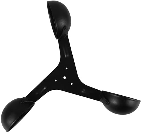 Capteur de Mesure du Vent à Trois Coupelles en Métal Noir | Remplacement Pratique et Léger, Structure Rotative à Trois Branches, Usage Quai et Navires