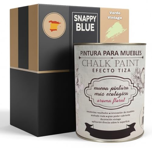 Snappy blue Pintura a la Tiza para Muebles sin lijar - VERDE VINTAGE, 250ML Pintura Chalk Paint Efecto Tiza Ideal para restauración y decoración de muebles