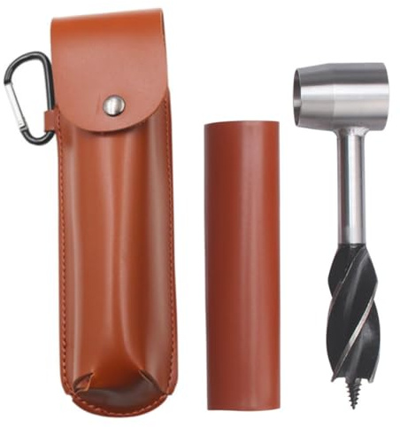 Bushcraft Clé à tarière manuelle Outil de colons de survie Perceuse à bois Fabricant trous cheville Outil multifonction pour le camping Bushcrafting Randonnée en plein air Marron, Utilisation e