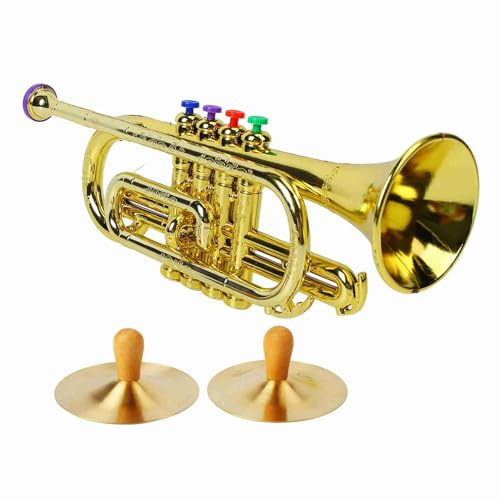 RiToEasysports Tromba Giocattolo, Strumenti Musicali a Tromba, Generatore di Rumore Giocattolo con Piatto, Strumento Musicale a Fiato per Principianti
