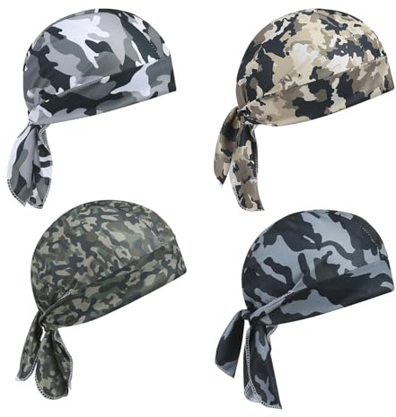 Huicare 4 bandana da uomo, protezione UV, bandana da pirata, sotto il casco, bandana da pirata per uomo e donna, attività all'aria aperta, cappello da teschio