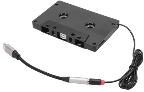 Jenivaint Bärbara Musikspelare och Hörlursadapter Universal Kassettadapter 3,5 Mm Typ C Aux-kabel 4-kanals Stereoutgång för Telefon Mp3-spelare i Veteranbilar Bilkassett Till Aux