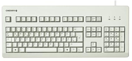 CHERRY G80-3000, Kabelgebundene Mechanische Tastatur, EU-Layout (QWERTY), USB-Anschluss, Robust, Programmierbare Tasten, MX Blue Switches, Hellgrau