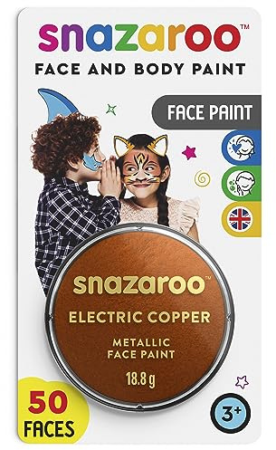 Snazaroo 1119755 Schminkfarbe - Kupfer, 18ml Blister - hautfreundliche Gesichtschminke auf Wasserbasis, wasservermalbar, parabenfrei, Face & Bodypaint Farbe für Kinder & Erwachsene