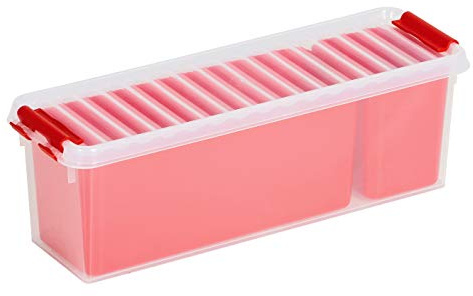 Sunware Q-LINE Mixed Box - 1.3 L mit 2 Körben (0,25 L + 0,85L) - 270 x 84 x 90mm- Transparent/Rot