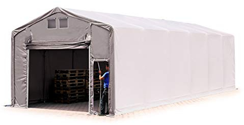 TOOLPORT Lagerzelt Zelthalle 6x12 m mit Hochziehtor - durchgehende PVC Plane 850 N - Wasserdicht 3m Seitenhöhe