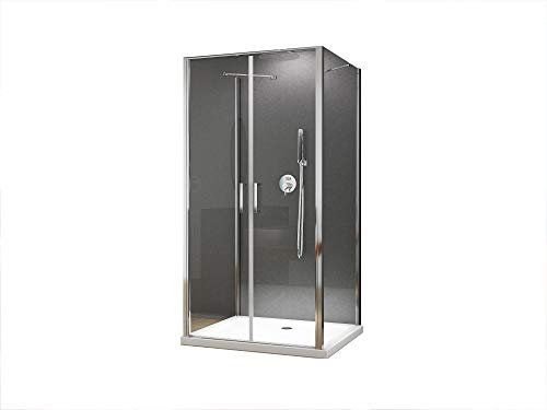 BuyLando.Shop [Typ-Nora's] 100x75x195cm U-formad duschkabin - dusch - pedaldörr - ESG - klart glas - variationer