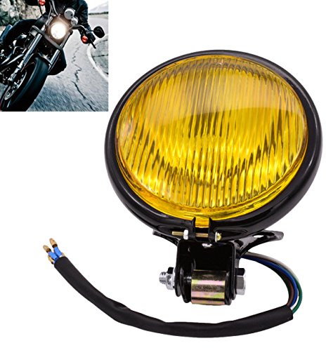 KATUR Motorcycle 5 Headlight Head Lamp Light DC 12V Motorbike Headlamps Amber Compatible with Har-Ley Bobber Choppers Touring Custom Bikes