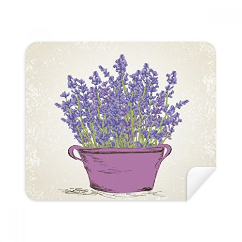 DIYthinker Lila Lavendel-Topf-Blumen-Anlage Telefon Bildschirmreiniger Gläser Reinigungstuch 2Pcs Suede Fabric