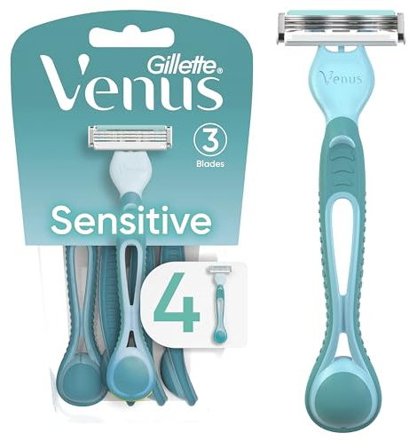 Gillette Venus Simply 3 Sensitive Women's Disposable Razors, Pack of 1 with 4 razors