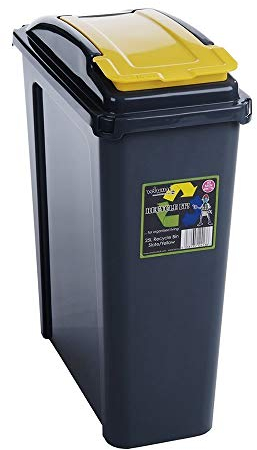Wham 25/50 Litre Plastic Waste Bin with Flap Lid Recycling Bin (25L Yellow)