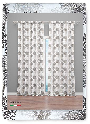 Tex family Tenda tendaggio Digitale 3D confezionata Made in Italy Misto Lino Coralli Beige cm. 160x300