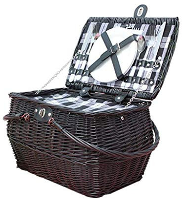 Picknickkorb mit großer Kapazität im Freien Picknickkorb Set für 2 Personen mit klassischem Besteck Service Kit, Wicker Picknickkorb für Camping, Outdoor, Valentine Day Picknickkörbe Set Geschenk für