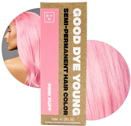 Good Dye Young Semi-Permanent Hair Color, Vegan and Cruelty-Free Pink Hair Dye, Last up to 24 Washes, Non-Damaging Conditioning Hair Color (5FL OZ, Pink Puff)