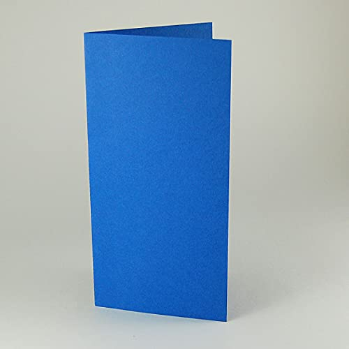 100 farbige Blanko-Klappkarten DIN lang, GmundColors Nr.55 (königsblau) 200 g/qm, durchgefärbter Karton (21 x 10,5 cm, offen 21 x 21 cm)