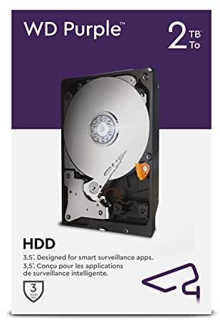 WD Purple interne Festplatte 2 TB (3,5 Zoll, Festplatte für Überwachungssysteme, 180 TB/Jahr Workload, SATA 6 Gbit/s, für Dauerbetrieb) purple