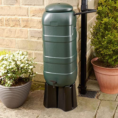 Invopak 100L Recycled Plastic Mini Rainsaver Water Butt Kit Includes Tap, Stand & Diverter - Green