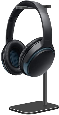 SHUOSUO Headphone Stand Aluminium, Headset Holder with Solid Base for Desk, Compatible with AirPods Max, Beats, Bose, B&O, Sony, Sennheiser, etc (Black)