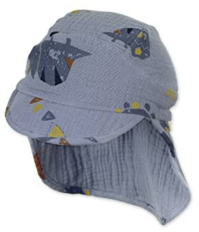 Sterntaler Baby Jungen Schirmmütze Baby Schirmmütze Nacken Dinosaurier - Schirmmütze Baby, Baby Mützen - aus Baumwolle - bleu, 51