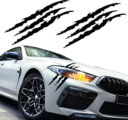 EQLEF Monster klo dekal klo, 2 stycken ögonklistermärken bil svart bilklistermärken repor strålkastare klistermärken klo repor klistermärken för bil (svart)