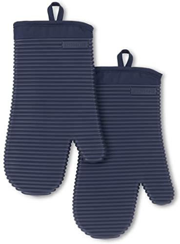 KitchenAid Gerippter Ofenhandschuh aus weichem Silikon, 2 Stück, Tintenblau, 19,1 x 33 cm
