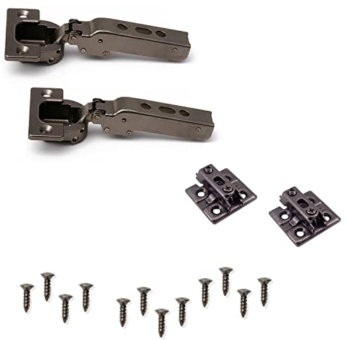 2 stycken möbelgångjärn J95 för extra tunga dörrar upp till 25 kg! Inkl. monteringsplattor, hängande, utan stöd. Grytband för tung last, möbelband från LAMP®/Japan (svart-nickel)