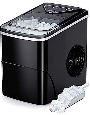CLoxks Ice Maker Ice Makers - Macchina per il ghiaccio da banco con 9 cubi pronti in 6 minuti, 25 libbre in 24 ore, macchina per il ghiaccio autopulente con paletta per ghiaccio e cestello