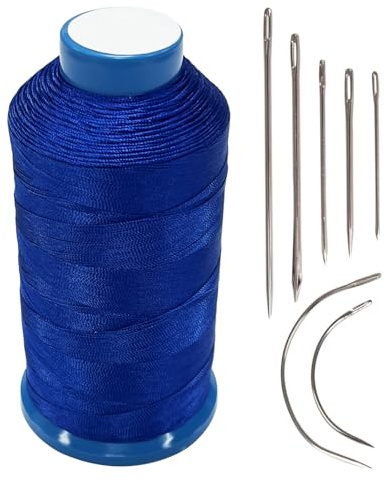 Haobase Bonded Nylon Sewing Thread 1500 Yard T70#69 für Leder, Tasche, Schuhe, Leinwand, Polsterung mit Nähnadeln Kit (Blau)