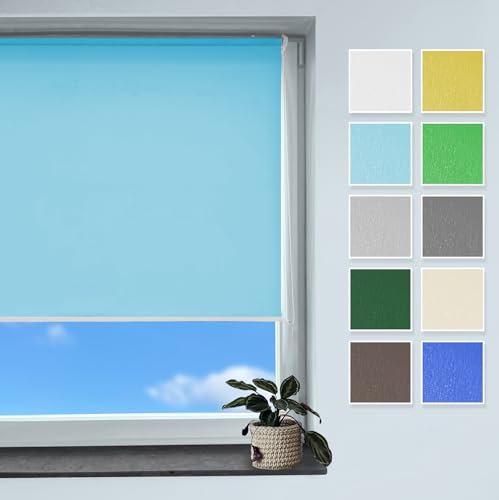 Rollmayer Classic Rollo Klemmfix ohne Bohren, Seitenzugrollo Rollo für Fenster und Tür (Classic Hellblau, B40cm x H150cm)
