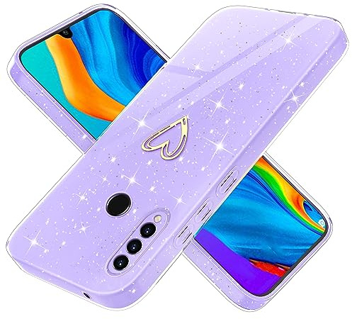 Yichxu Handyhülle für Huawei P30 Lite Hülle Glitzer Herz Love Silikon TPU Stoßfeste Schutz Bumper Case Cover Glänzend Ultra Dünn Kratzfeste Schutzhülle für Huawei P30 Lite, Lila