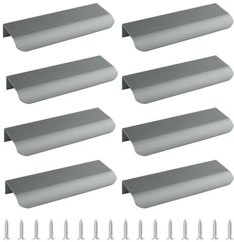 MOROBOR Moderner Stil, Fingerkantengriff, Aluminiumlegierung, Möbel-/Schubladengriffe, versteckt, für Schrank, Küche, Schublade, 120 mm, Anthrazitgrau, 8 Stück