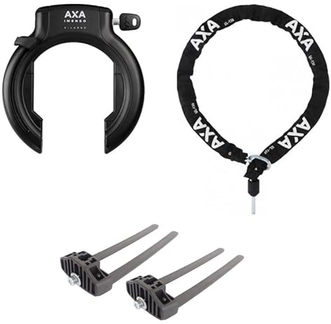 Axa Rahmenschloss Imenso X-Large Fahrradschloss Fahrrad Bike Lock (Schlüssel abziehbar, Kette 130cm/5,5mm Ø ULC)
