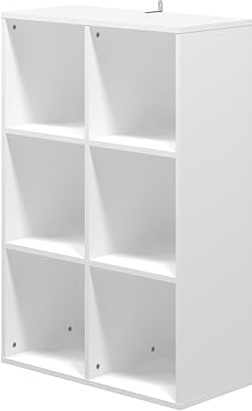 Panana Bookcase with 6/7/8 Compartments, Wooden Cube Storage Book Shelving Display Unit for Living Room Bedroom Furniture (White, 6 Compartments)