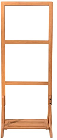 Handtuchhalter aus Bambus, mit 3 Handtuchhaltern und großen Regalen, Wäscheständer, Badezimmer-Handtuchhalter aus Holz, Handtuchhalter, Bambus-Wäscheständer