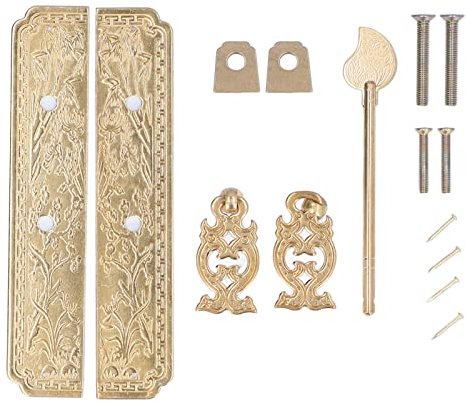 Poignées Armoire, Ensemble de Quincaillerie à Motif Botanique en Laiton Antique Chinois, Poignées de Porte Rétro pour Bibliothèque, Armoire, Fenêtre, Meubles