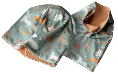 Jacob's - Die Babymoden-Manufaktur Baby Beanie Schlauchschal Kinder-Wendebeanie & Schlauchschal Safari im Set
