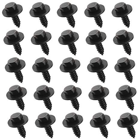 Create idea 25 Piezas Tornillos Autorroscantes Tek de Cabeza Hexagonal de 5,5 A 6 Mm X 19 Mm con Arandelas Sueltas Cautivas Pernos Autoperforantes Universales Negros