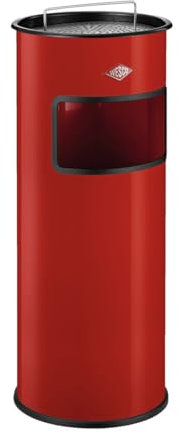 WESCO Cenicero de pie mediano con colador en color rojo chapa de acero pulverizado, 30 litros de volumen, ranura de ranura, sin inserción