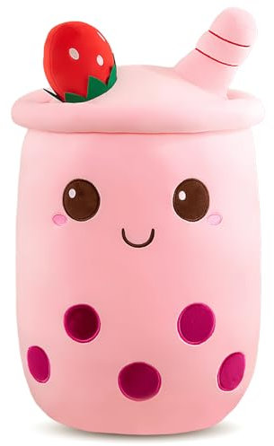 Aitsite Bubble Tea Plush, Boba Plush Fluffy Stuffies Soft Toys Cuddle Pillow Cute Stuff Squish Mallow Plush Toy Fluffy Stuffies Boba Plushies Milk Tea Hugging Pillow Cuddle Cushion (35CM)