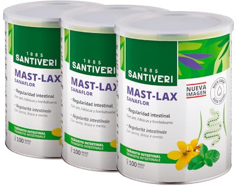 SANTIVERI - Sanaflor Mast-Lax, Complemento Alimenticio a Base de Plantas como Sen, Hibisco y Hierbabuena, Ingredientes que Contribuyen al Tránsito Intestinal - 3 x 75 g