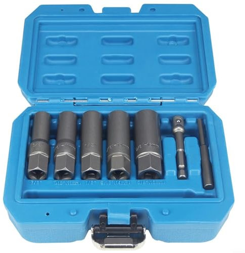5Pcs Socket wrench Set Locking Wheel Nut Bolt Stud Extractor Remover 3/8-5/8inch, Locking Wheel Nut Bolt Stud Extractor Remover Deep Socket Set For Smooth Removal