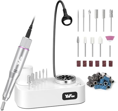 Nagelfräs för gelnaglar 35 000 varv/min, YaFex 11 i 1 elektrisk nagelfräs, professionell med nagelfräsare, nagelfil manikyrset med LED-lampa