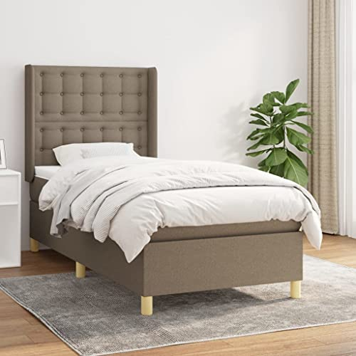 qohoio Boxspringbett mit Matratze Taupe 90x200 cm Betten Bett Mit Matratze Bett Boxspringbett Schlafzimmer MöBel Stoff - 3132285