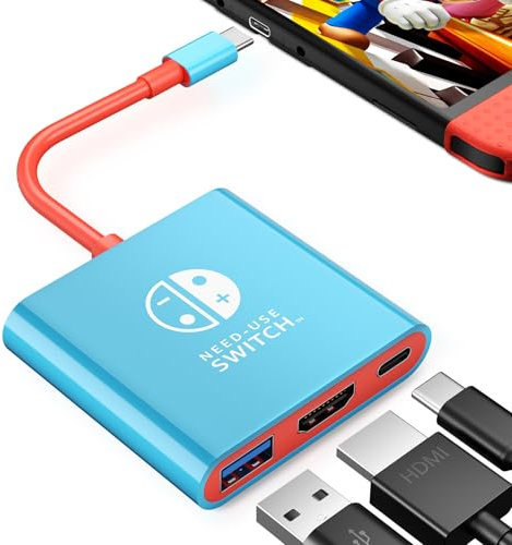 Cverny Switch Dock per Nintendo Switch, Docking Station portatile per Nintendo Switch/Switch OLED per TV, adattatore HDMI 4K, supporto per TV/Steam/MacBook/Chromebook/PC/tablet con DP