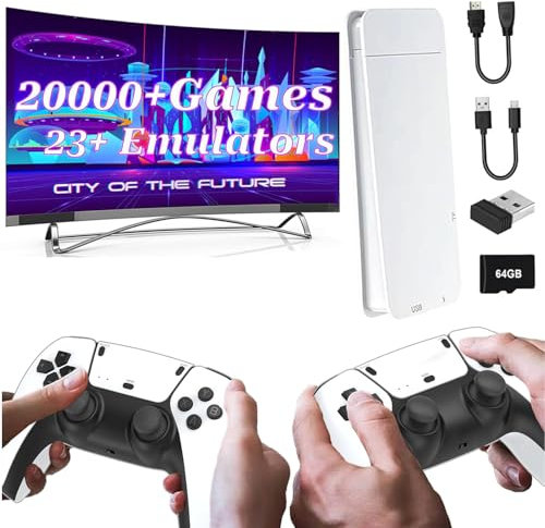 Ozvavzk Console Rétro, Plug and Play, 23 Émulateurs Intégrés, Plus de 20 000 Jeux, Sortie HDMI 4K, Manette De Jeu Sans Fil 2,4 GHz